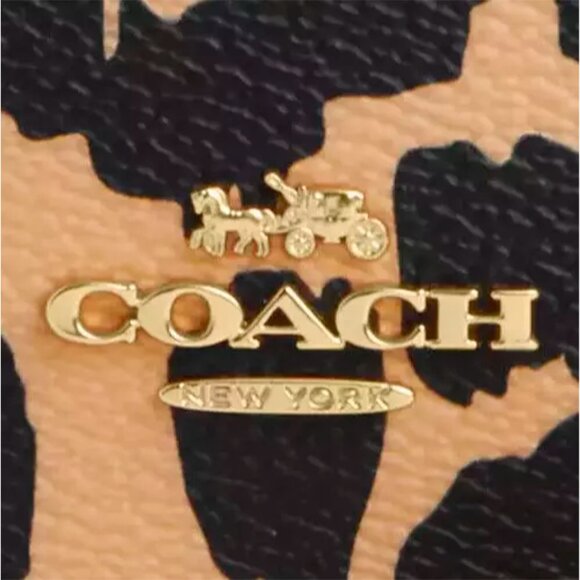 S Coach Mini Wallet Leopard Animal Print Gold Chain CX151 Cheetah Leopardo $150 - Picture 7 of 7